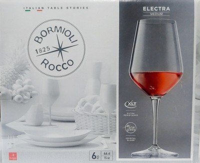 Bormioli Rocco Electra Medium Crystal Glass | 6 Pcs 15 oz Wine Glasses | *NEW*