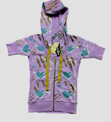 Kidrobot Huck Gee KTW Slashed Lavender Full Zip Hoodie Short Sleeves Size M