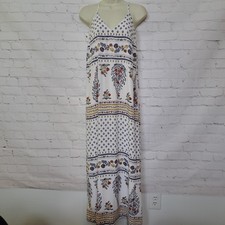 Old Navy Floral Paisley Print 100% Rayon Boho Strappy Maxi Dress Size Small