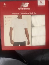 New Balance Men's Premium Cotton Crew Neck Tee 4-Pack White Size Small