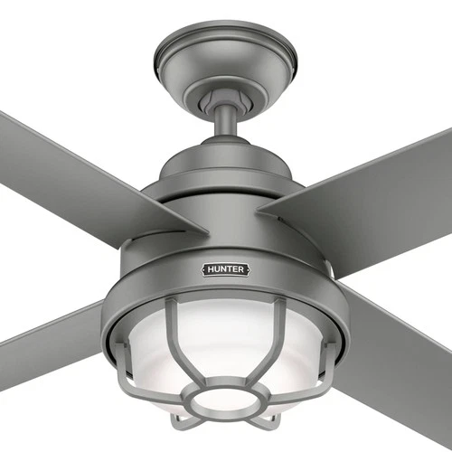 54" Hunter Searow Silver WeatherMax Wet Rated Fan with Wall Control - Picture 4 of 10