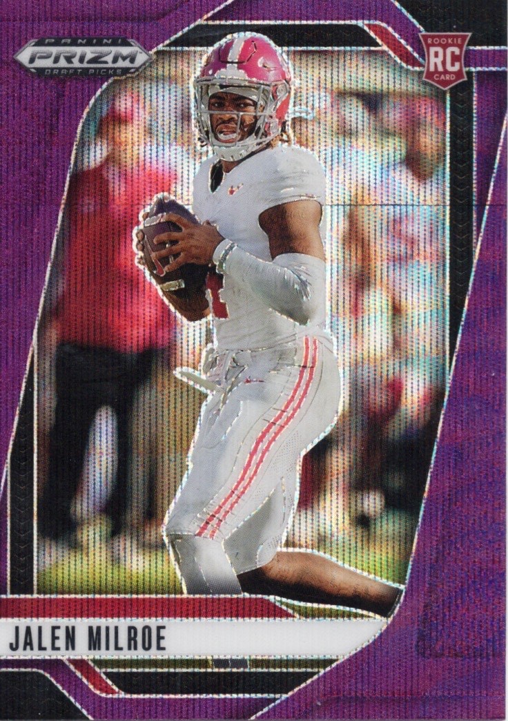 2025 Prizm Draft Picks JALEN MILROE Rookie Purple Wave Prizm #5