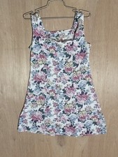 VTG Illusions Floral Dress Womens M Sleeveless Tank Top 50/50 Cotton Polyester