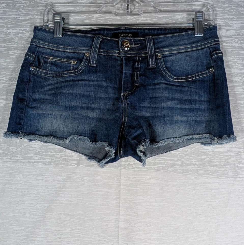 Pantalones Cortos Bebe Jean Mujer 26 Azul Corte Demin Pantalones Cortos Estrás Foto 3 de 4