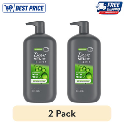 (2 Pack) Dove Men Care Extra Fresh Face Body Wash 30 Fl Oz Refreshing Clean