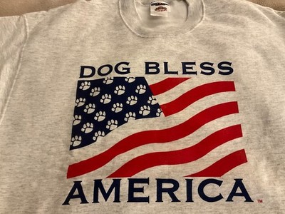 ''DOG BLESS AMERICA'' gray long sl.Sweatshirt sz.L 50/50 blend DOG Patriotism!!!!