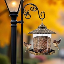 Wild Bird Feeder Hanging for Garden Yard Outside Decoration, Hexagon Shaped with
