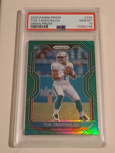 2020 PANINI PRIZM TUA TAGOVAILOA RC ROOKIE GREEN PRIZM #339 PSA 10 GEM MINT!!