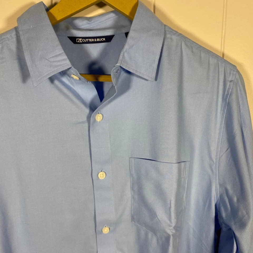 NUEVO CON ETIQUETAS Camisa Cutter & Buck Para Hombre Manga Larga Con Botones Azul Atlas Talla S MCW00216 Foto 3 de 4