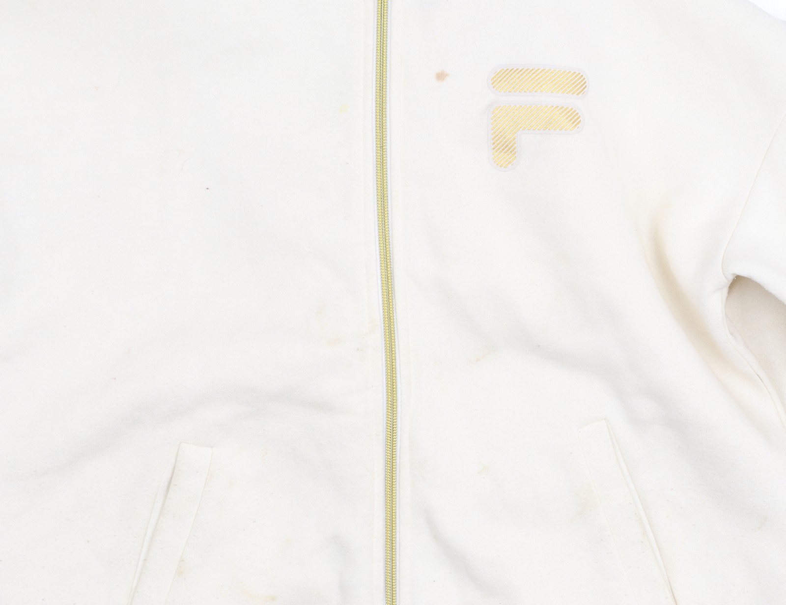 Felpa con cappuccio e zip intera Fila unisex avorio XS