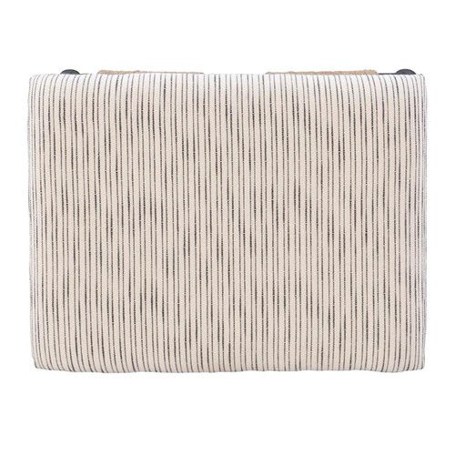 Linon Anna Campaign Accent Stool Metal Legs with Rope Detail in Cream Stripe - Picture 15 of 16