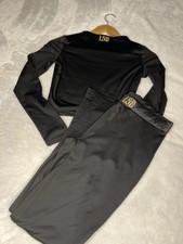 Black Two Piece Leggings and Long Sleeve Crop Top Set Brand New Size S