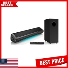 Wall-Mountable 2.1 Sound Bar with Subwoofer  LED Volume Indicator - Black