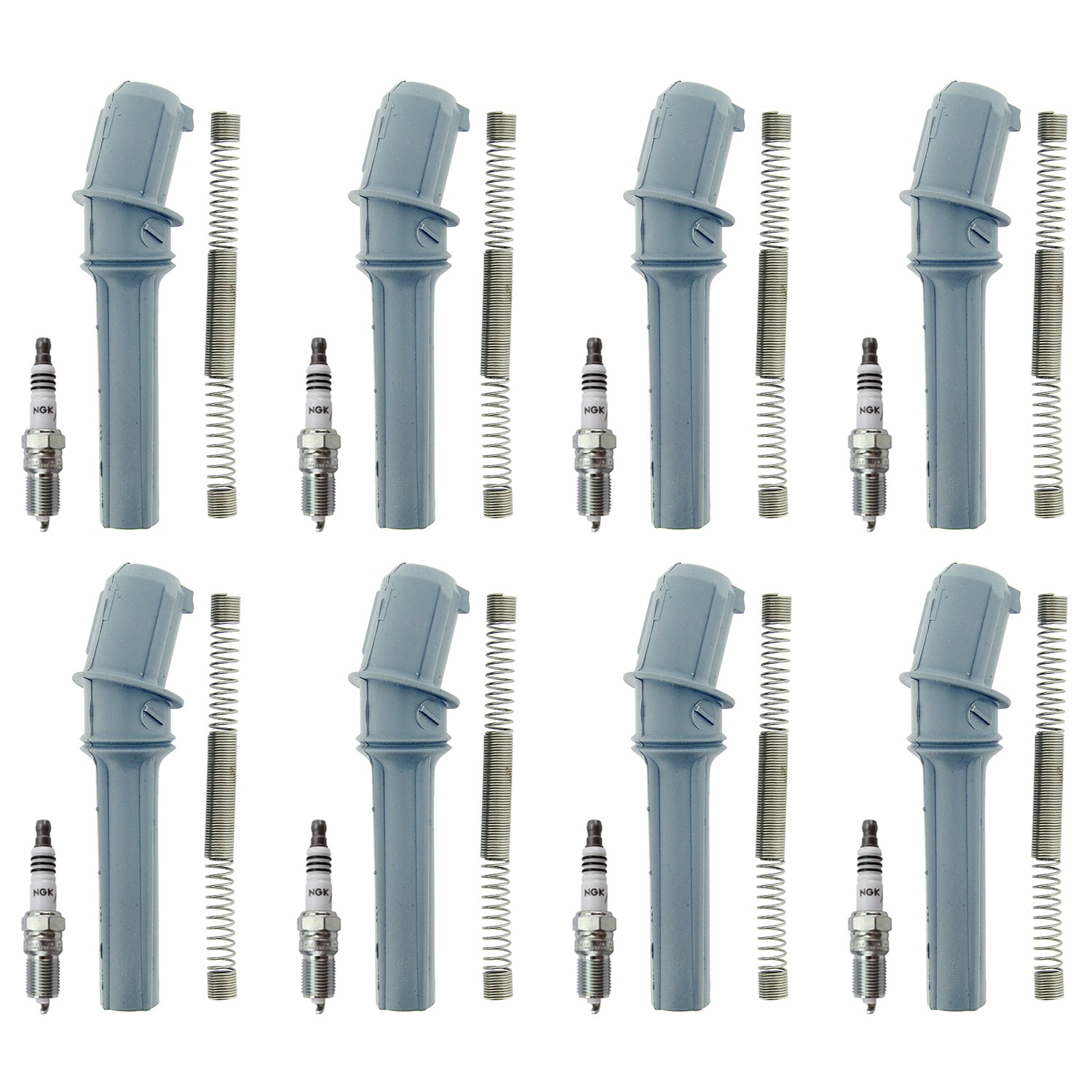 NGK 8 Iridium IX Spark Plugs 8 Coil Boots Kit for C1500 Corvette DTS E-150 V8