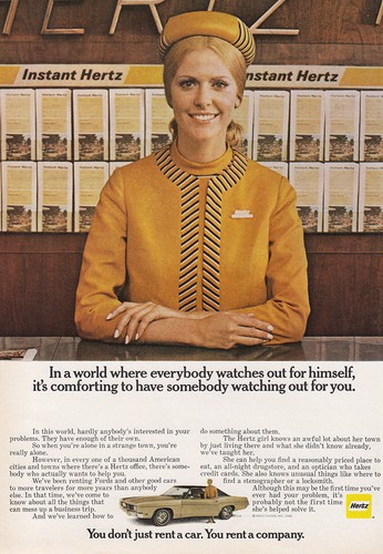 1969 Hertz: World Where Everybody Watches Out for Himself Vintage Print Ad