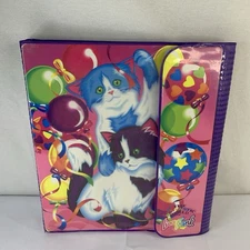 Vintage HTF Lisa Frank 90’s Tri Fold 3 Ring Binder Rainbow Balloon Kittens Cats