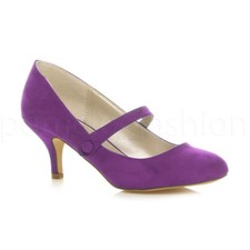 WOMENS LADIES LOW MID HEEL MARY JANE BRIDESMAID WEDDING PROM SHOES PUMPS SIZE