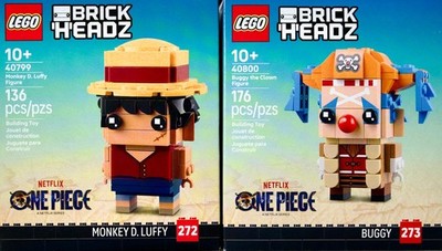 LEGO BrickHeadz One Piece Lot   Luffy 40799 + Buggy 40800  New Sealed