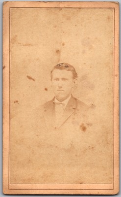 Antique CDV Circa 1860s J.H. Poff Handsome Man In Suit Loudonville OH