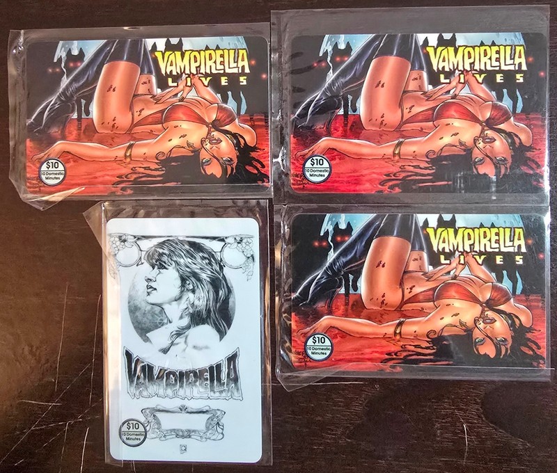 Lot of 4 Unused Vampirella Lives $10 US Phone Cards 1997 Harris Limited 600/300