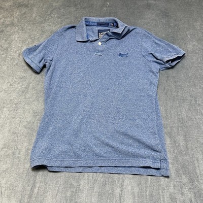 Superdry Classic Pique Polo Shirt Mens Mens 2XL Heather Blue Vintage Destroyed
