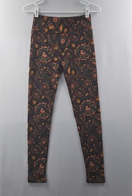 LuLaRoe Leggings Brown Orange Chevron Paisly Boho OS One Size 