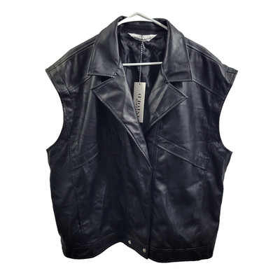 Studio Untold Women's Black Faux Leather Vest NWT Size 20/22 121524-0999