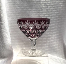 AJKA FLORDERIS CHAMPAGNE/SHERBET AMETHYST PURPLE CUT TO CLEAR CRYSTAL BOHEMIAN