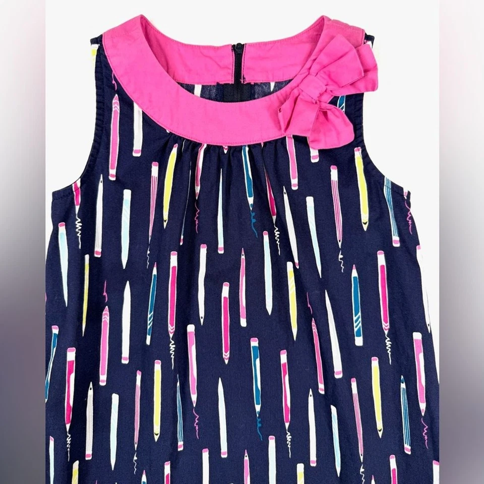 GYMBOREE Niñas’ Azul Marino y Rosa Bloque de Color Estampado a Lápiz Vestido de Cambio Escuela Talla 8 Foto 3 de 4