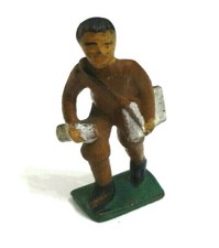 NEWSPAPER DELIVERY BOY VINTAGE HAND PAINTED METAL TOY FIGURE TRAVELER SALES WORK