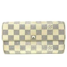 Louis Vuitton Damier Azur Porte Feuille Sarah Long Bifold Wallet, Beige