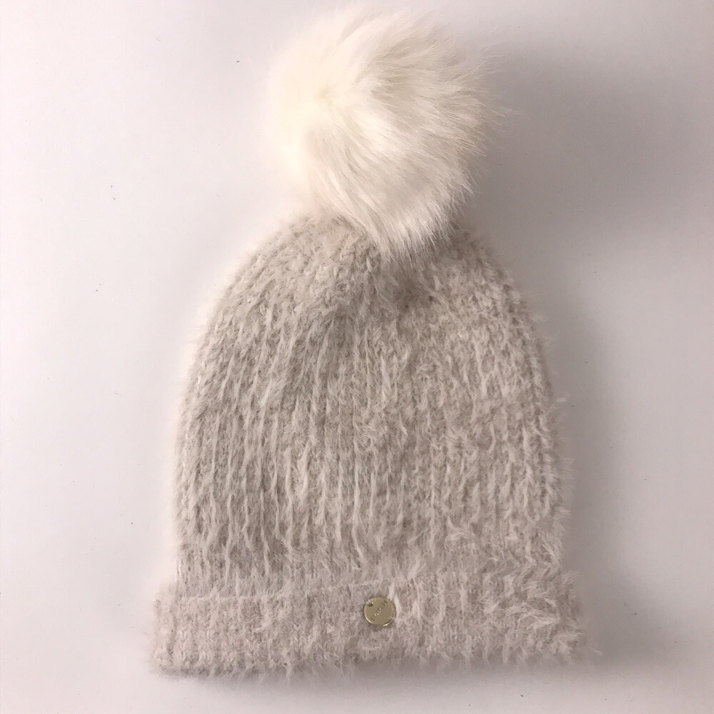 Express Super Fuzzy Winter Hat with Large Faux Fur Pom Pom