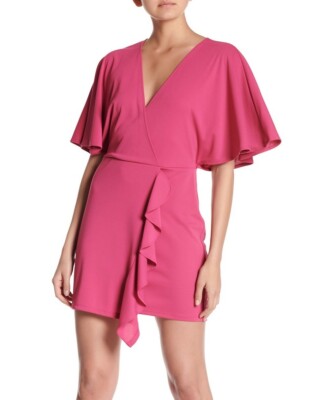 Free Press 163301 Women's Ruffled Short Sleeve Sheath Dress Pink Sz. XS