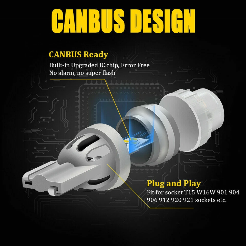 Bombillas retroceso LED 921 912 T15 blancas para Hyundai Santa Fe 2007-2021 Foto 3 de 4