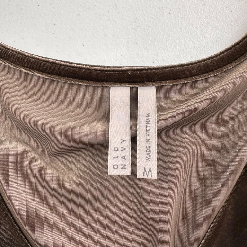 Vestido de cintura império Old Navy marrom veludo manga sino M Babydoll Y2K boho ocidental - Imagem 2 de 4