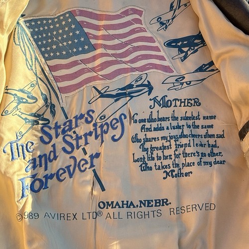 Avirex Brown Leather Stars Stripes Forever Flight Jacket Type A-2 Italy Size XL - Picture 12 of 16