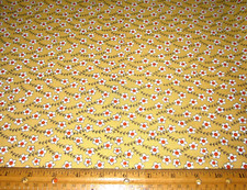 1 yard of Tiny White and Orange DAISIES on YELLOW 100 Cotton Fabric