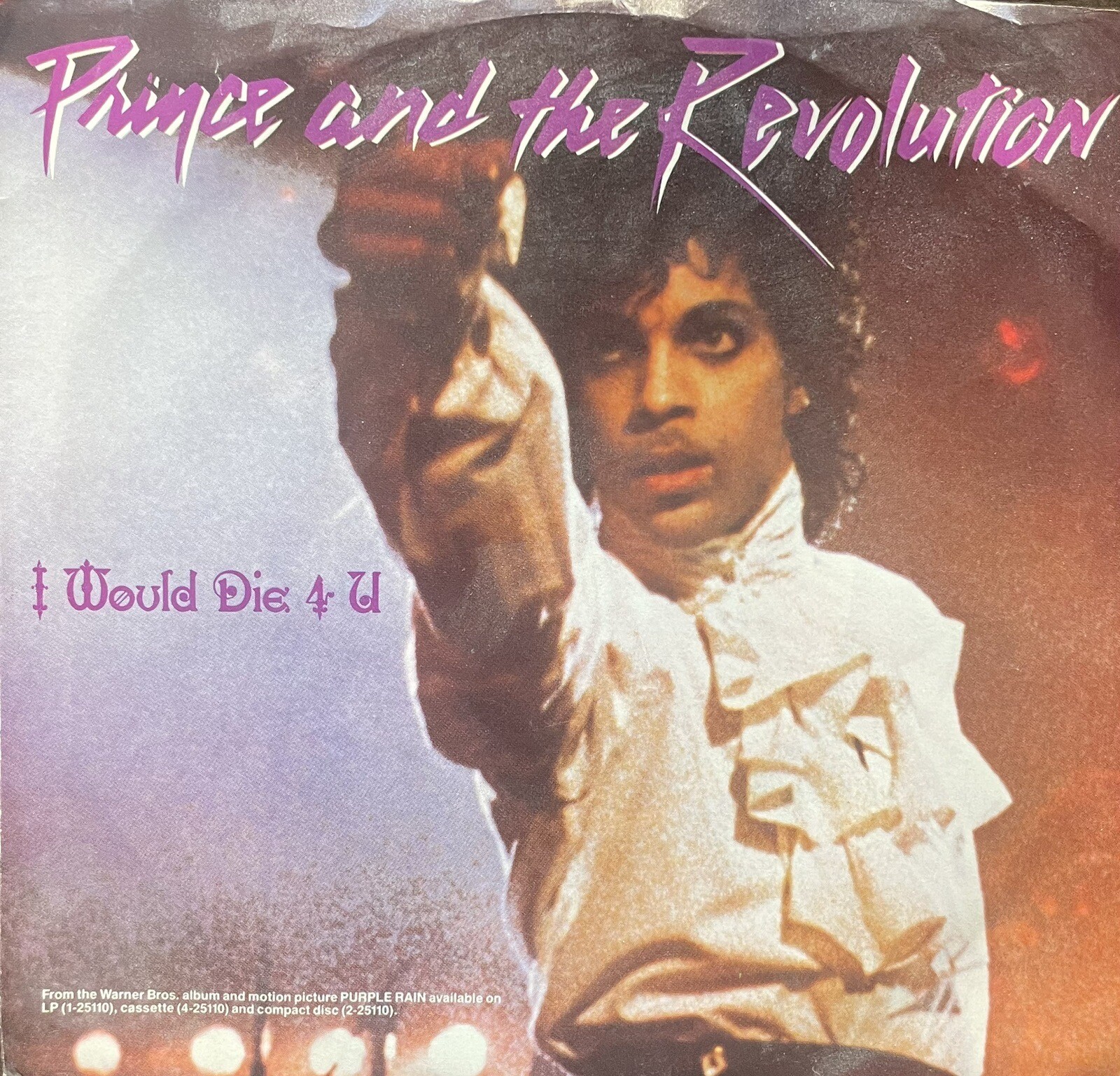 Prince I Would Die 4 U 7” 45 RPM 1984 WB 7-29121 Picture Sleeve Purple Rain VG+