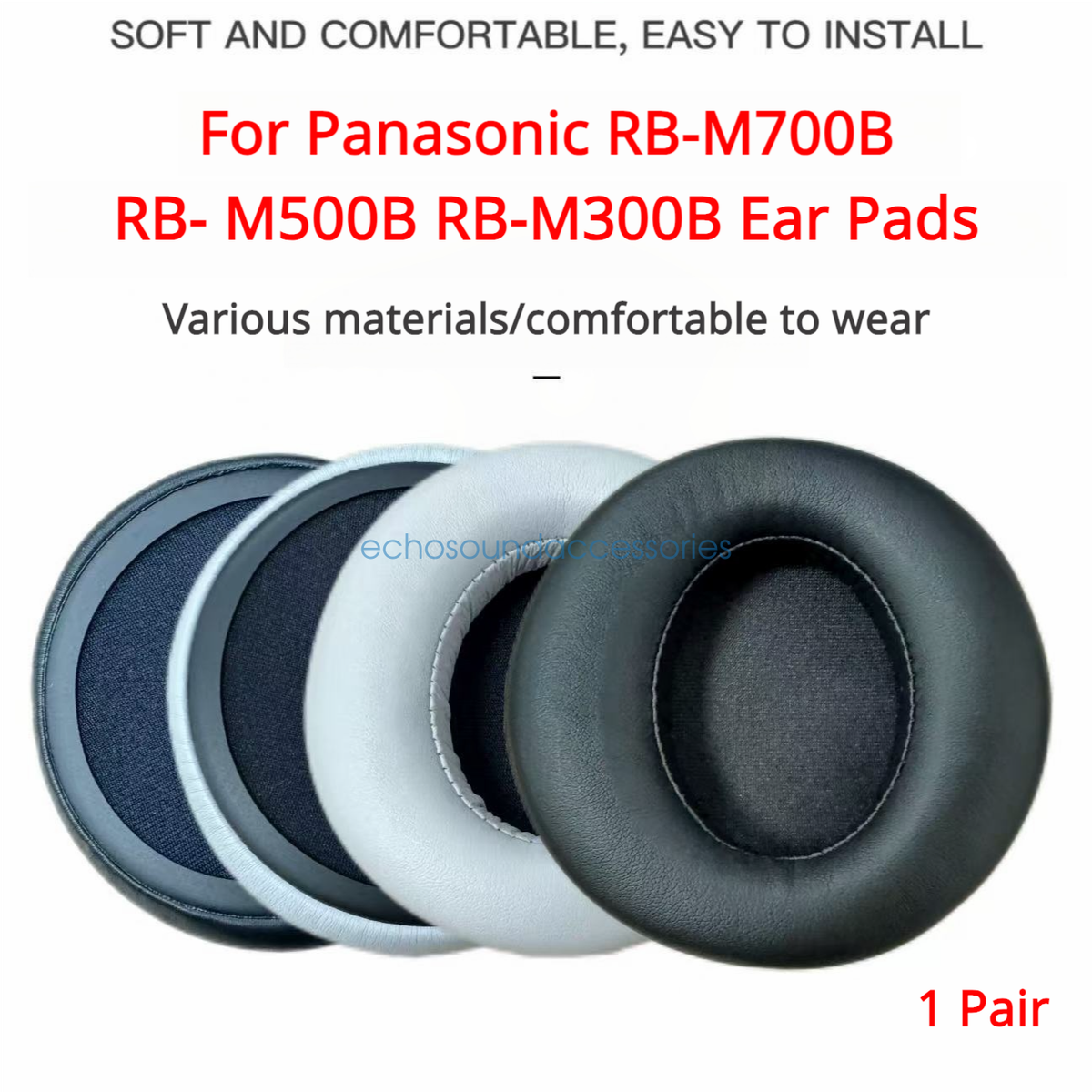 Cuscinetti Auricolari Di Ricambio Per Cuffie RB-M700B/M500B/M300B/M500BE-K – In Morbida Pelle Proteica, Imbottitura Memory Foam, Facili Da Montare