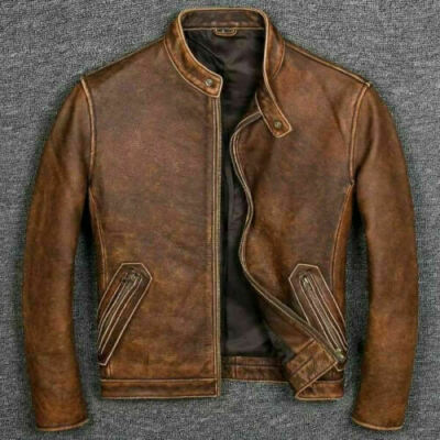 Biker Cafe Racer Vintage Motorcycle Distressed Leather Jacket Stylish Jacket