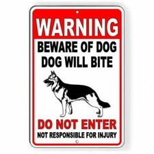 Beware Of German Shepard Dog Will Bite Do Not Enter Sign / Decal Security BD036