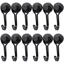12Pcs Silver Swivel Swing Magnetic Hooks 30Lbs for Refrigerator Grill Key Holder