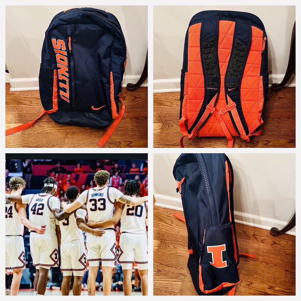 illinois fighting illini Team Issued Basketball 🏀 Nike Backpack Bag Travel 