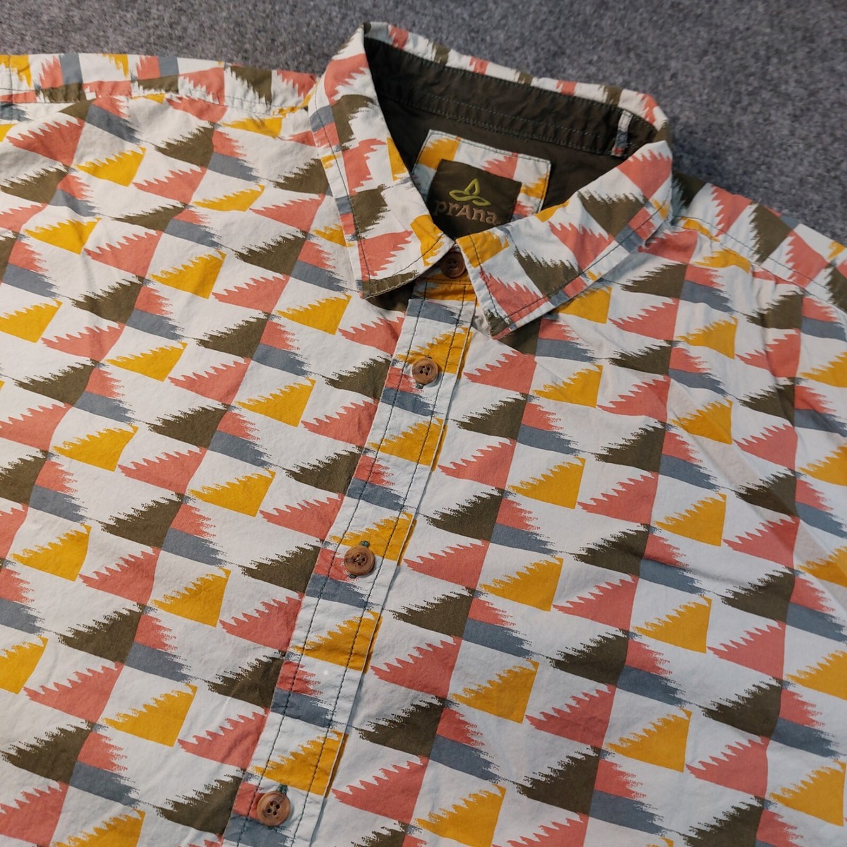 Prana Men's Shirt XL Southwestern Geometric All Over Print Short