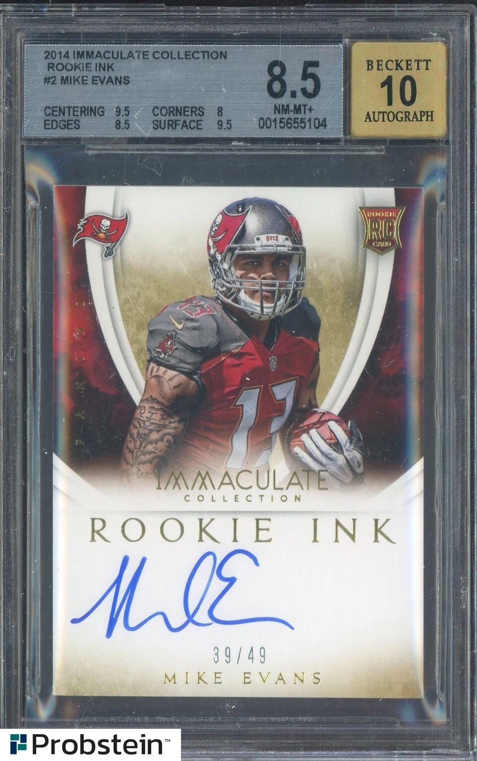 Mike Evans Panini Immaculate Rookie Ink #2 Platinum 1/1