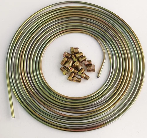 1Pcs Brake Line Tubing Kit Galvanized Steel 25 Ft. Roll Coil 3/16"OD 16 Fittings - Picture 1 of 13
