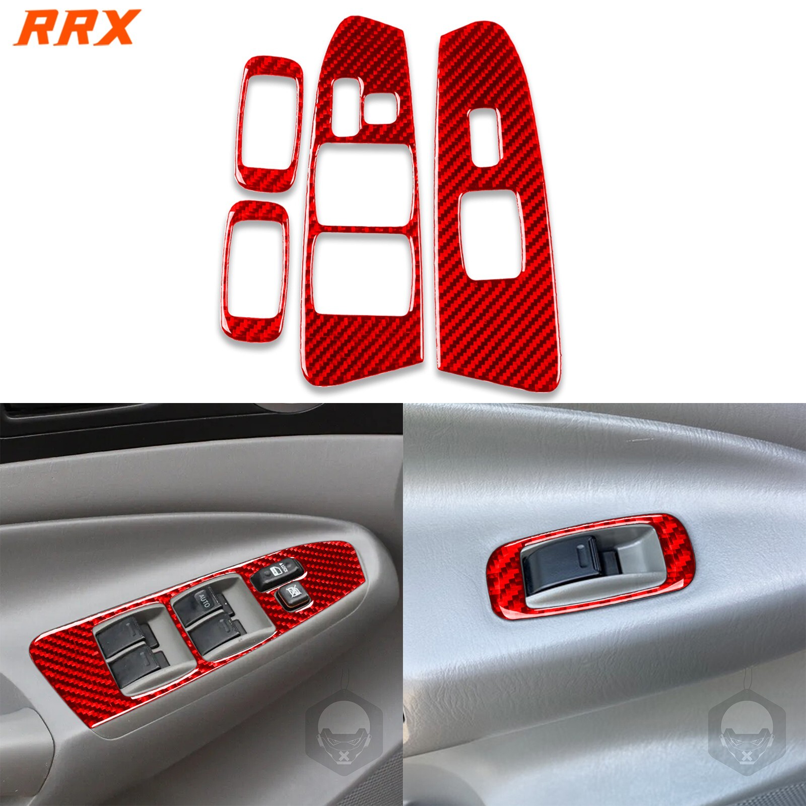 4Pcs Red Carbon Fiber Window Lift Switch Panel Cover For Toyota Tacoma 2005-2011