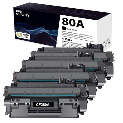 4PK CF280A 80A Toner Cartridge For HP LaserJet Pro 400 M401d MFP M425dn M425dw