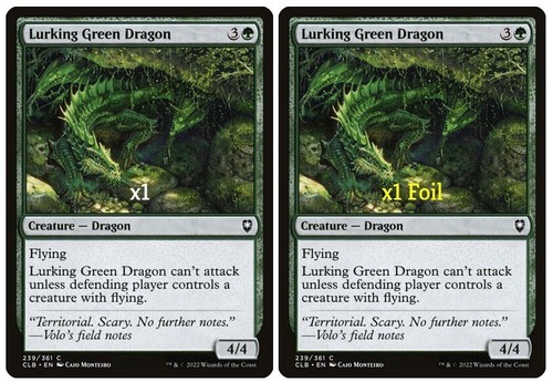 MTG CMR: Battle for Baldur's Gate CLB Lurking Green Dragon MINT (SELECT)