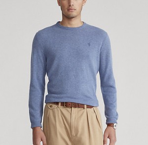 Ralph Lauren uomo TG S Maglia a girocollo in lana merino celeste | eBay